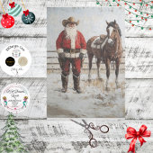 Decoupage Cowboy Santa en zijn paard Tissuepapier