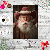Decoupage Cowboy Santa Peeking Rustic Fence  Tissuepapier