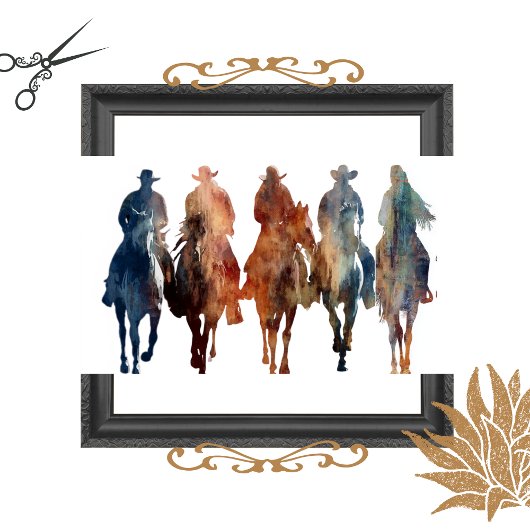 Decoupage Cowboy Silhouette Ruiters Tissuepapier