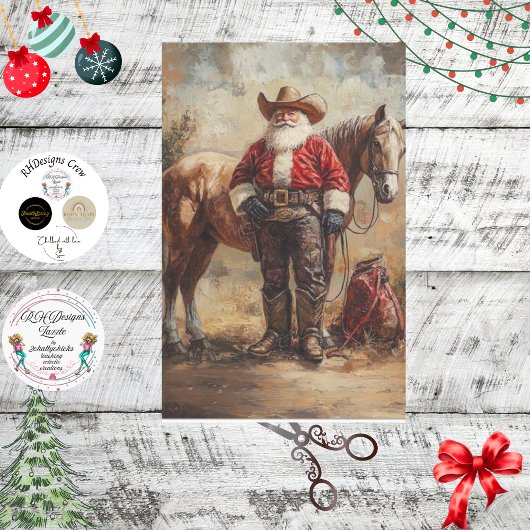 Decoupage Cowboy Sinterklaas en Gift Bag Tissuepapier