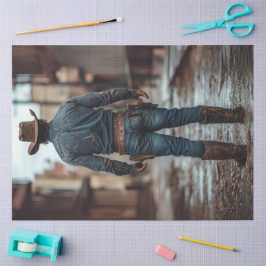 Decoupage Cowboy Westerne Sheriff Revolver Tissuepapier (Craft)