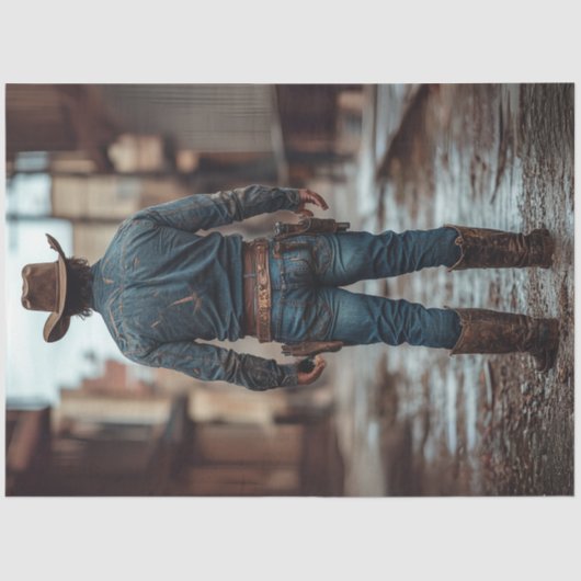 Decoupage Cowboy Westerne Sheriff Revolver Tissuepapier (Voorkant)