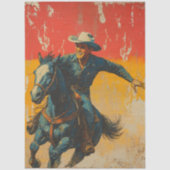 Decoupage Cowboy Westerse Oude Poster Tissuepapier (Voorkant)