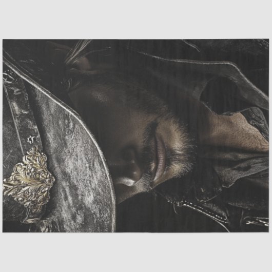 Decoupage cowboy Zwart Pet Zilveren Accenten Tissuepapier (Voorkant)