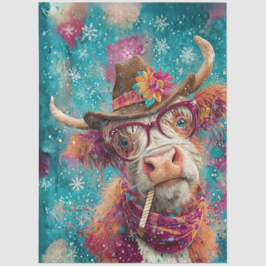 Decoupage Cowgirl Highland Glasses Candy Cane Tissuepapier (Voorkant)