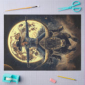 Decoupage Cowgirl Rijden Bull op de maan achtergro Tissuepapier (Craft)