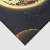 Decoupage Cowgirl Rijden Bull op de maan achtergro Tissuepapier (Detail)