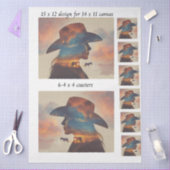 Decoupage Cowgirl Silhouette 11x14 Canvas Coasters Tissuepapier (Craft)