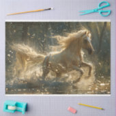 Decoupage Crème Gekleurd Paard Running in Stream Tissuepapier (Craft)