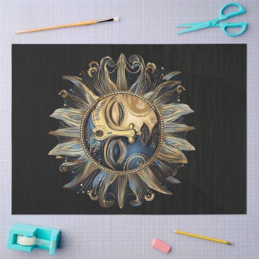 Decoupage Crescent Intriculate Celestial Sun Tissuepapier (Craft)