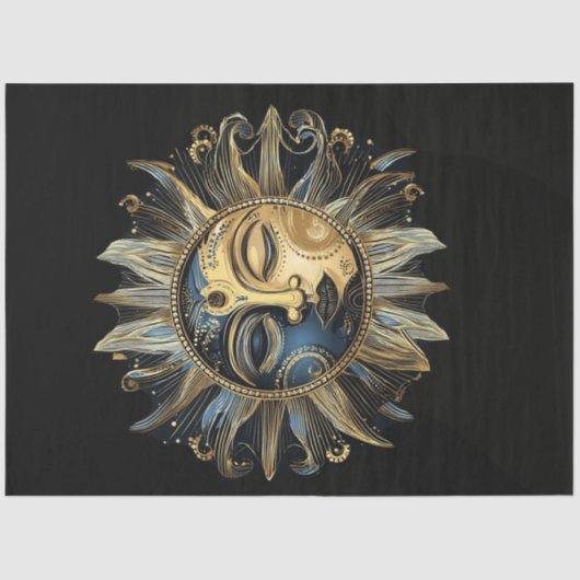 Decoupage Crescent Intriculate Celestial Sun Tissuepapier (Voorkant)