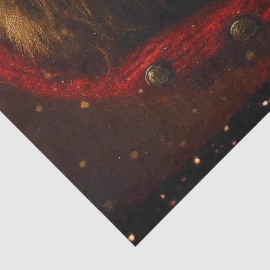 Decoupage Crimson Dramatic Santa Portrait Tissuepapier (Detail)