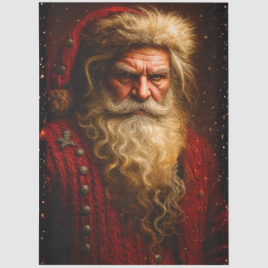 Decoupage Crimson Dramatic Santa Portrait  Tissuepapier (Voorkant)