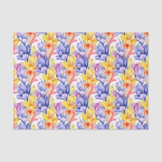 Decoupage Crocus Bloemen Bloemrijke Verjaardag Tissuepapier (Voorkant)