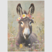 Decoupage Crowned With Grace Donkey Floral Field Tissuepapier (Voorkant)