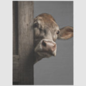 Decoupage Curious Cow Peeking Rustic Wall Tissuepapier (Voorkant)