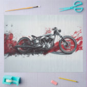 Decoupage Custom Motorcycle Zwart Wit Fat Line Tissuepapier (Craft)