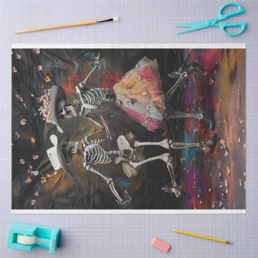 Decoupage Dag van Dead Skeleton Dancing Tissuepapier (Craft)