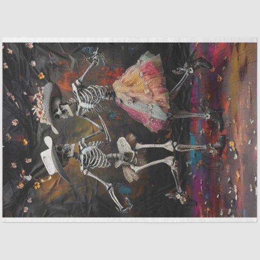 Decoupage Dag van Dead Skeleton Dancing Tissuepapier (Voorkant)