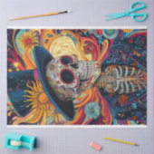 Decoupage Dag van Dead Skeleton Levendig Gekleurd Tissuepapier (Craft)