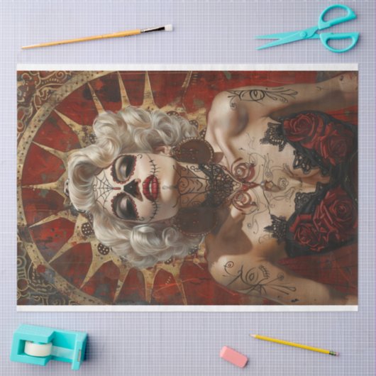 Decoupage Dag van Dode Model Rosalinda Tissuepapier (Craft)