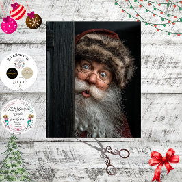 Decoupage Daniel Boone Santa Claus Peek Art  Tissuepapier