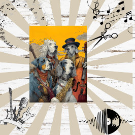 Decoupage Dapper Dog Musical Band Tissuepapier
