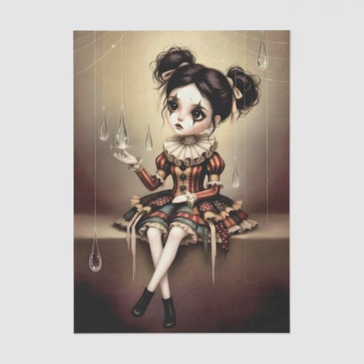 Decoupage Dark Circus Doll Tissuepapier (Voorkant)