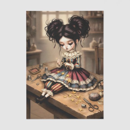 Decoupage Dark Circus Doll Tissuepapier (Voorkant)