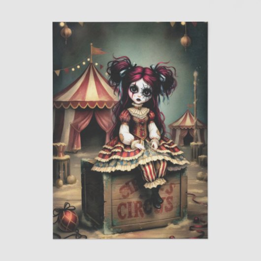 Decoupage Dark Circus Doll Tissuepapier (Voorkant)