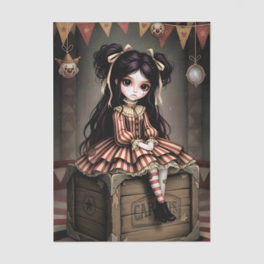 Decoupage Dark Circus Doll Tissuepapier (Voorkant)