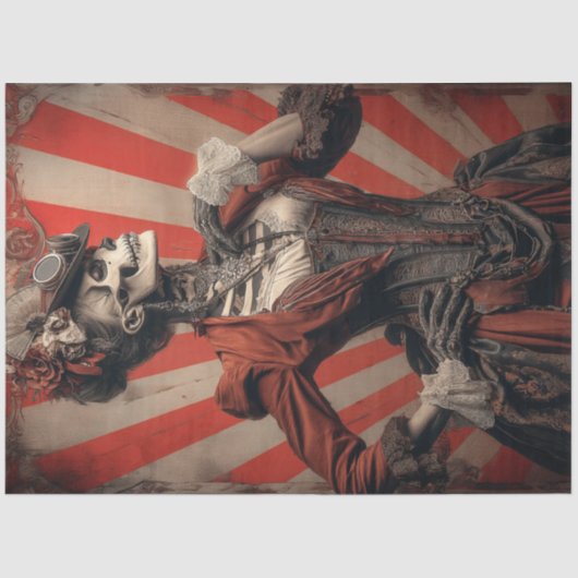 Decoupage Dark Steampunk Skeletal Circus Tissuepapier (Voorkant)