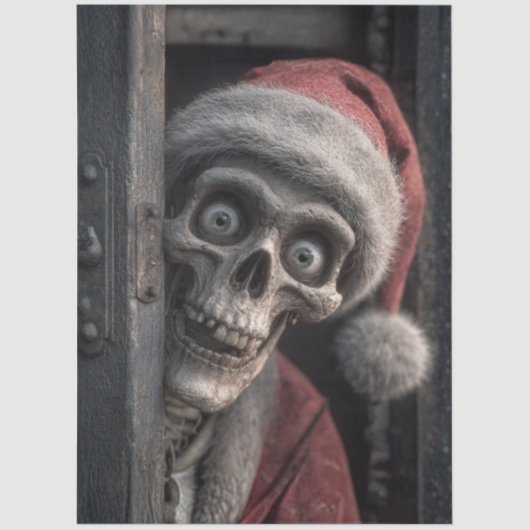Decoupage Dead Serious Santa Claus Skeleton Peek  Tissuepapier (Voorkant)