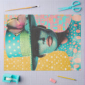 Decoupage Deco Kunst Kaleidoscopische Teal Vrouw Tissuepapier (Craft)