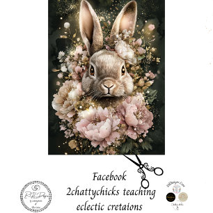 Decoupage Delicate Easter Rabbit Floral Design Tissuepapier