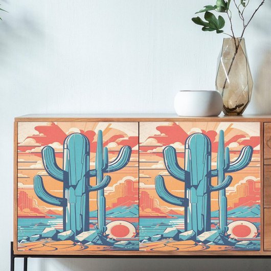 Decoupage Desert Cactus Illustratie Tissuepapier