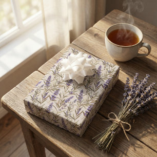 Decoupage Design met Lavendel Bloemen en Beige Inpakpapier Vel