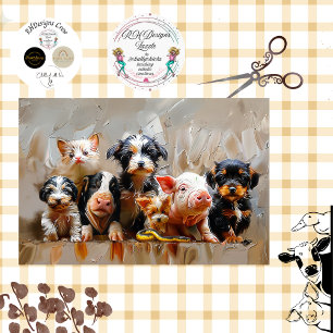 Decoupage Dierenfoto voor dierenarts's Kantoor Tissuepapier