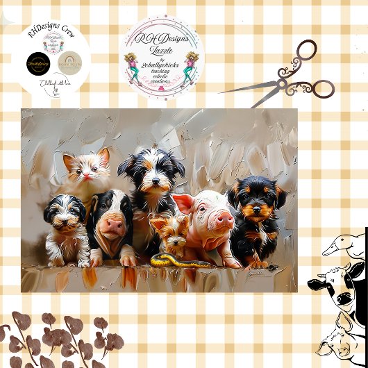 Decoupage Dierenfoto voor dierenarts's Kantoor Tissuepapier