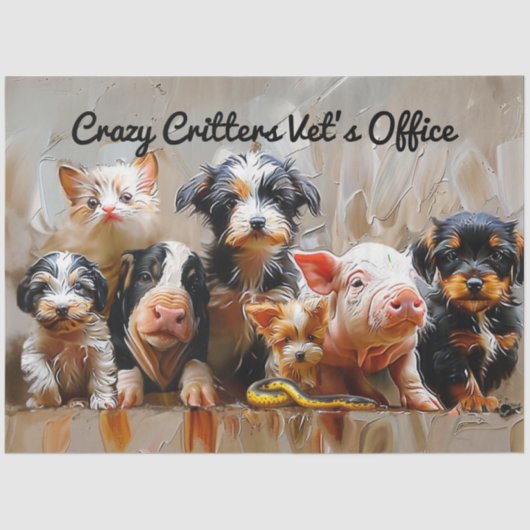 Decoupage Dierenfoto voor dierenarts's Kantoor Tissuepapier (Voorkant)