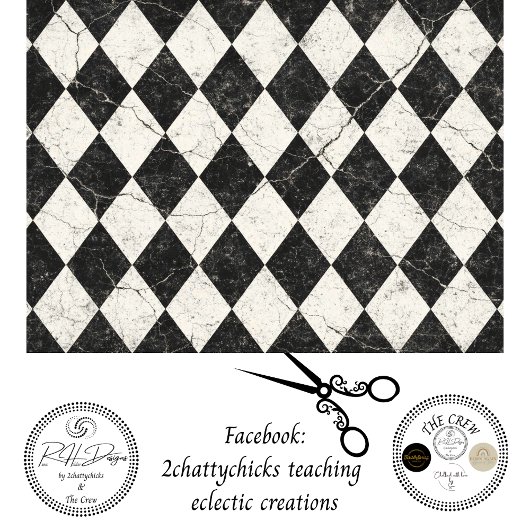 Decoupage Distress Zwart Witte Harlekijn Achtergro Tissuepapier