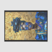 Decoupage Donkere Huid Blauwe Lip Vrouw Faux Mozaï Tissuepapier (Voorkant)