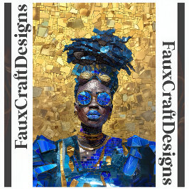 Decoupage Donkere Huid Blauwe Lippen Vrouw Nep Moz Tissuepapier