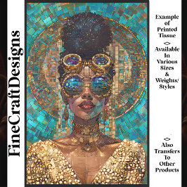 Decoupage Donkere Huid Gouden Vrouw Faux Mozaïek 0 Tissuepapier