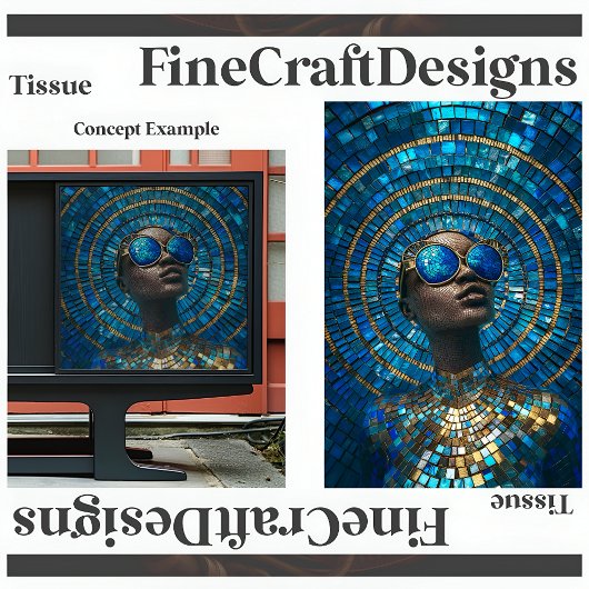 Decoupage donkere huid kale vrouw faux mozaïek 061 tissuepapier