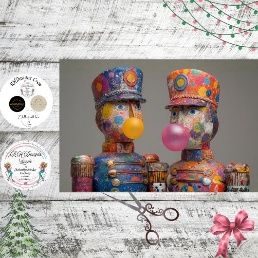 Decoupage Dot Drop Duo Bubblegum Notenkrakers Tissuepapier