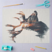 Decoupage Double Exposure Deer Profiel Tissuepapier (Craft)