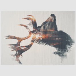 Decoupage Double Exposure Deer Profiel Tissuepapier