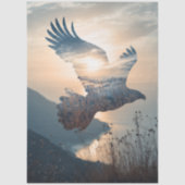 Decoupage Double Exposure Eagle in het bos Tissuepapier (Voorkant)