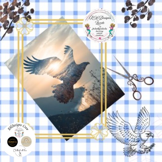 Decoupage Double Exposure Eagle in het bos Tissuepapier